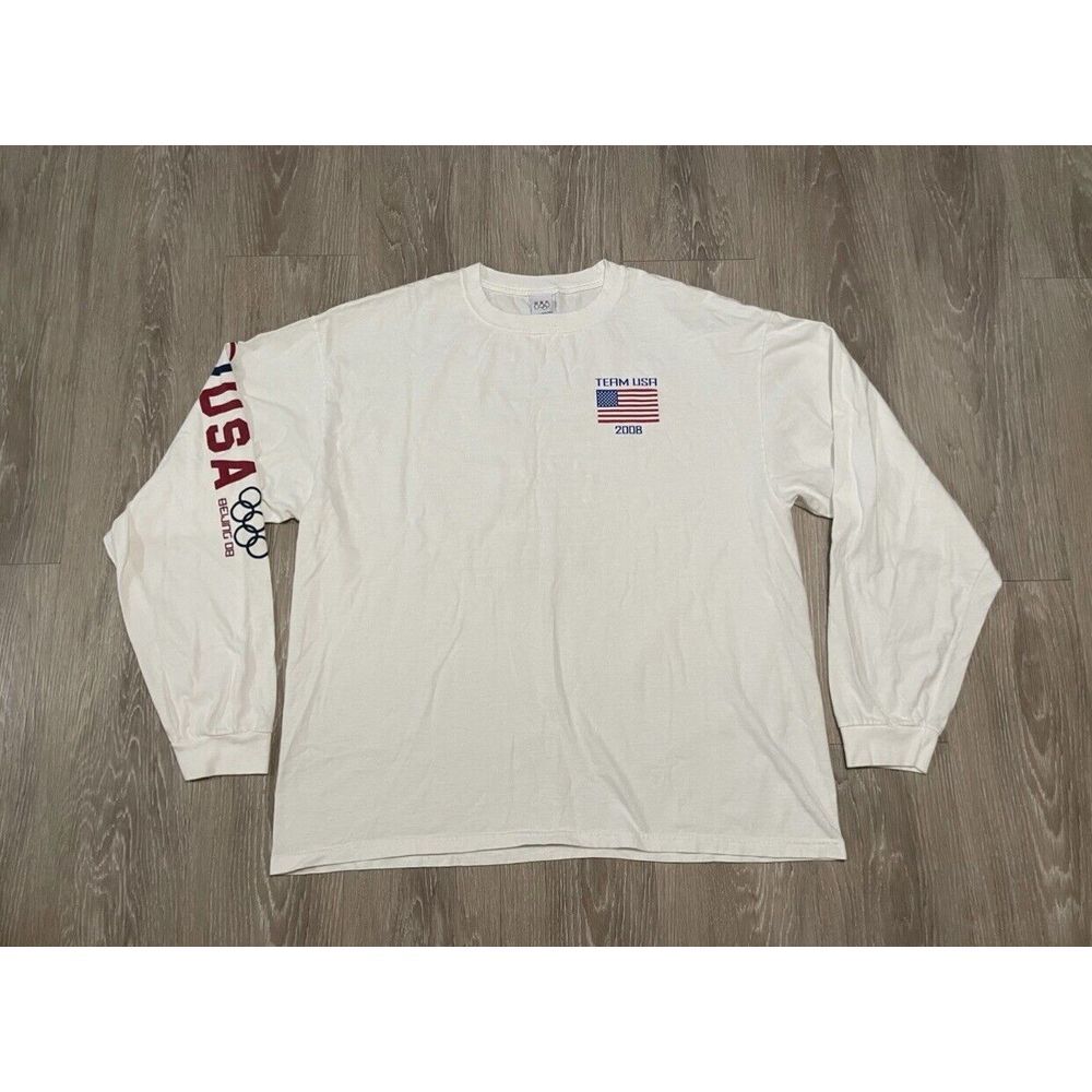 Vtg Olympics Beijing China 2008  Mens Medium T Shirt White Long Sleeve